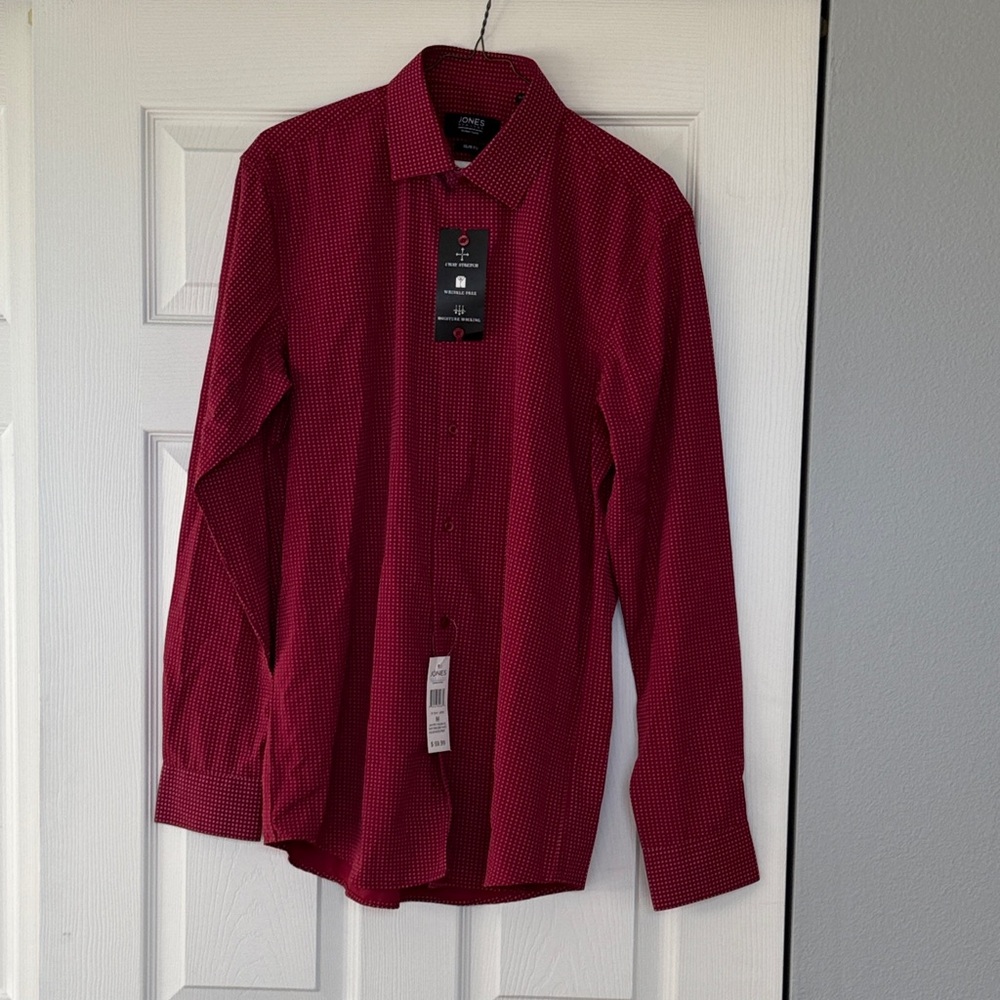 Jones New York Men's Red patterned Dress Shirt